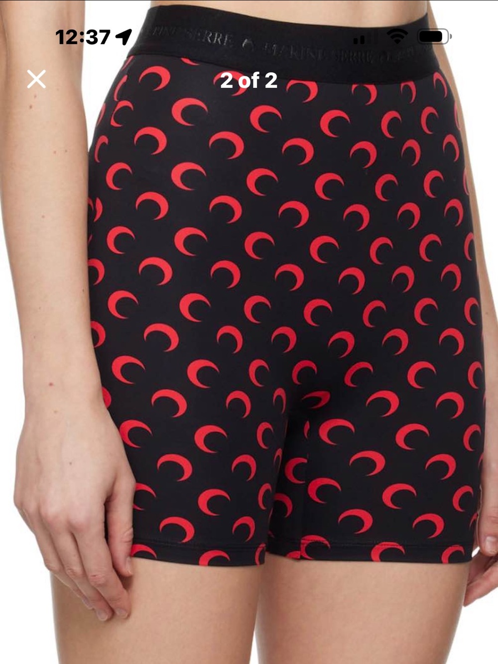 Marine Serre Black and Red Crescent Print Bike Shorts